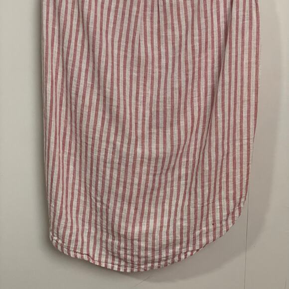 BeachLunchLounge S stripe button up tank top summer coastal pink linen Barbie - Picture 7 of 7